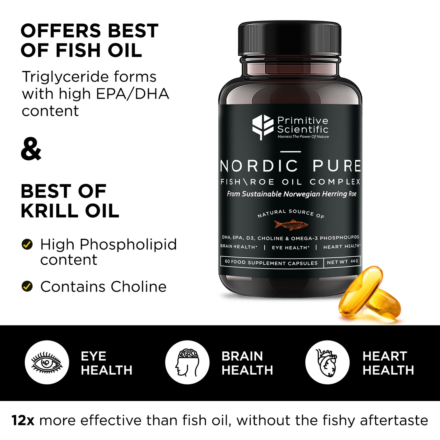 Nordic Pure Fish \ Roe Oil Complex (60 Fish Oil Capsules)